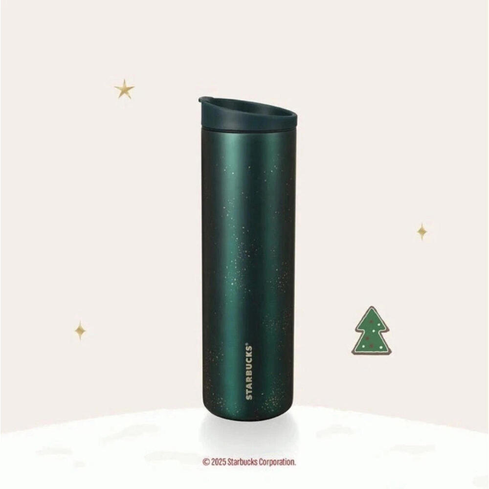 Starbucks + Miir Green Stainless Tumbler Gold Splatter Holiday 2025 16 oz NEW